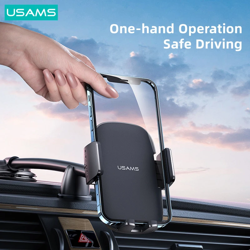 USAMS Stable Gray Stickup Car Phone Holder For 4.7-7 Inch iPhone Xiaomi Huawei Xiaomi Hornor Car Center Console Bracket Stand