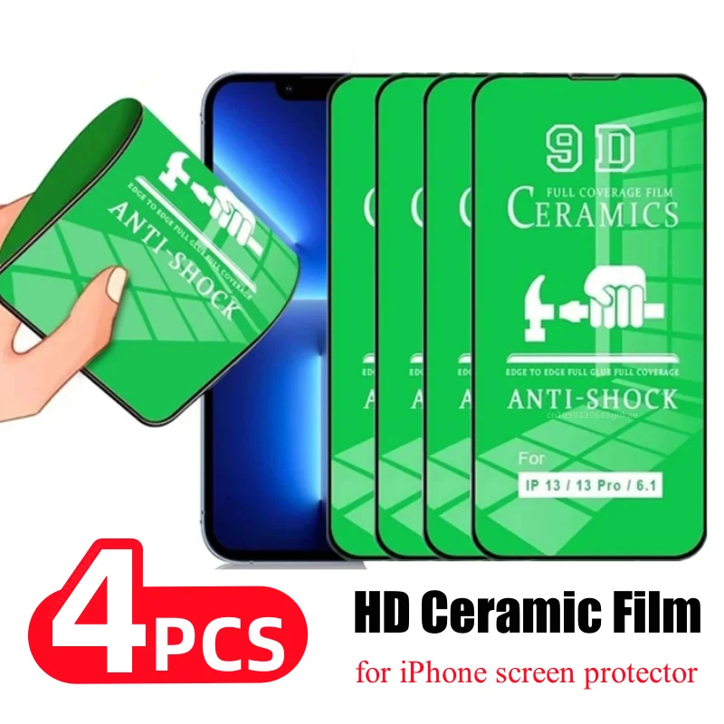 

4PCS Screen Protector for iPhone 14 Pro Max High-definition Soft Ceramic Film for iPhone 11 12 13 Pro XS MAX X XR SE 6 8 7 film