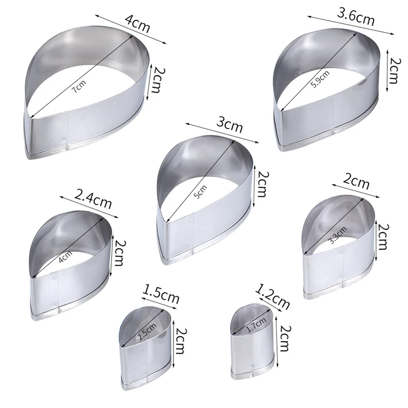 7 шт./компл. форма для торта с мастикой из нержавеющей стали креативные капли воды