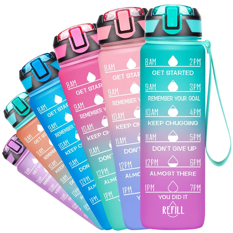 32 UNZEN Tragbare Wasser Flasche Motivations Sport Wasser flasche mit Zeit Maker dicht Tasse für
