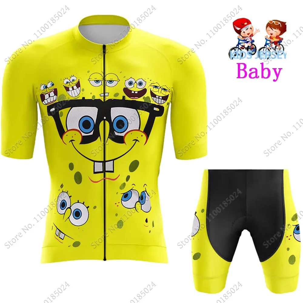 

2022 Yellow Fashion Cartoon Anime Kids Cycling Jersey Set Boys Girls Cycling Clothing Bike Shirts Suit Bicycle Pants MTB Ropa