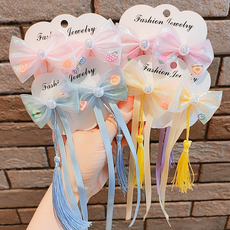 

Little Princess Chinese Style Bow Ribbon Girls Hairpins Lovely Children Headwear Hair Clips Barrettes Hairgrips Hair Accessories