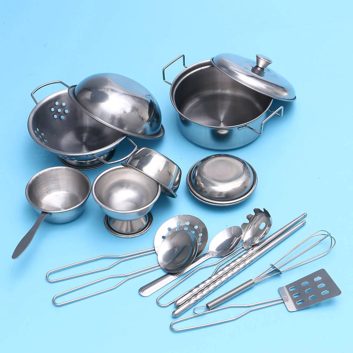 

16PCS Kitchen Set for Kids, Pretend Cooking Set for Kids, Stainless Kitchen pots and Pans with utencils Dishwasher