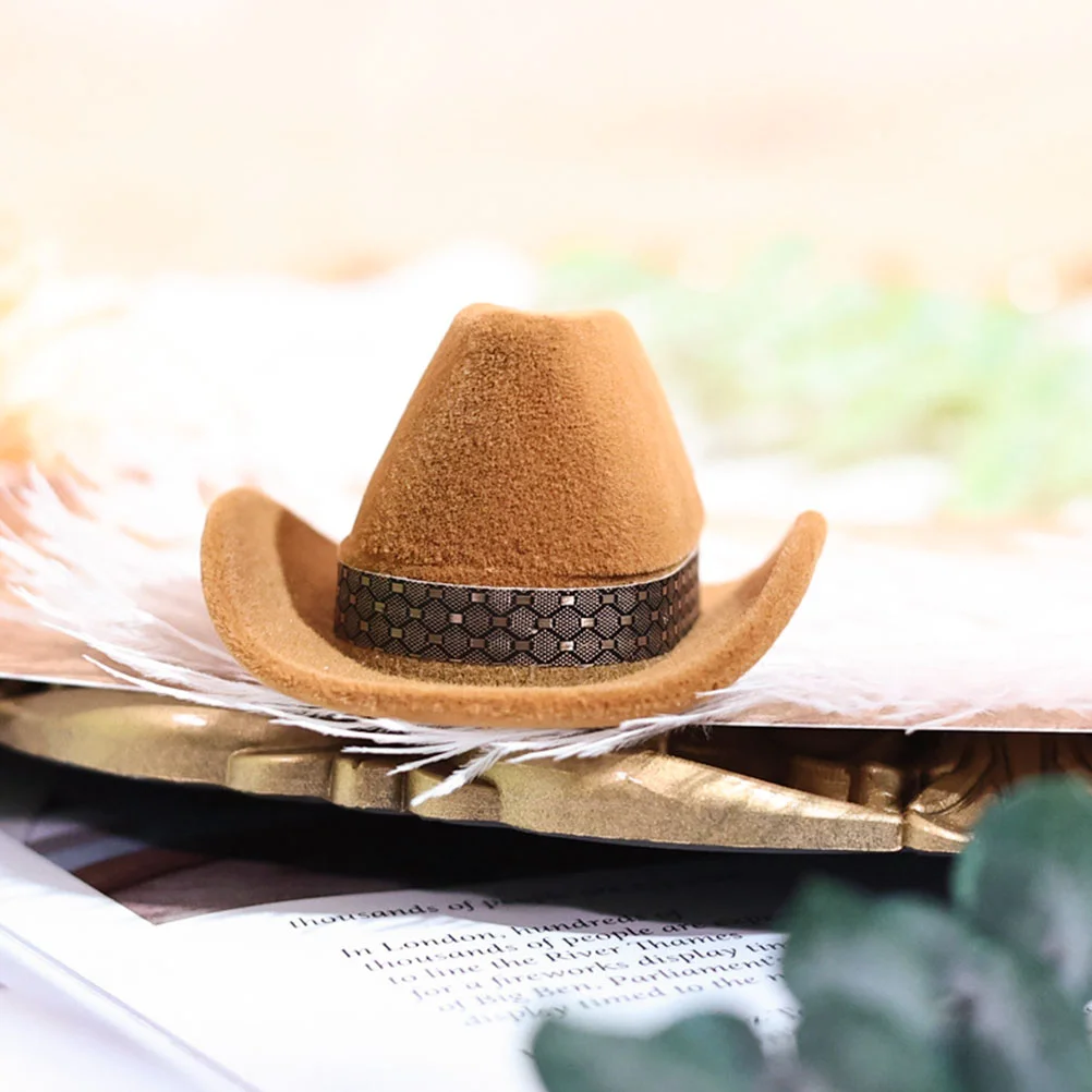 

Box Ring Jewelry Hat Cowboy Wedding Case Holder Rings Cups Proposal Organizer Engagement Miniature Favors Container Earring