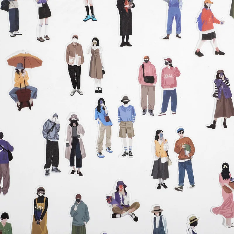 

Vintage Fashion Girls Character Washi Stickers Pack DIY Diary Junk Journal Decoration Label Sticker Album Scrapbooking