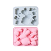 creative cute easter big ear rabbit silicone mold kitchen accessories tools cake baking pan manual cookie dessert festival mold