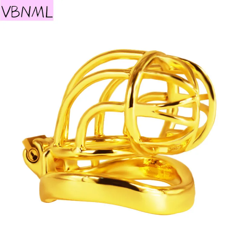 VBNML Plum Blossom Shape Cutout Stainless Steel Gilded Chastity Lock New Process Control Cage BDSM Sex Toy Bird Cage