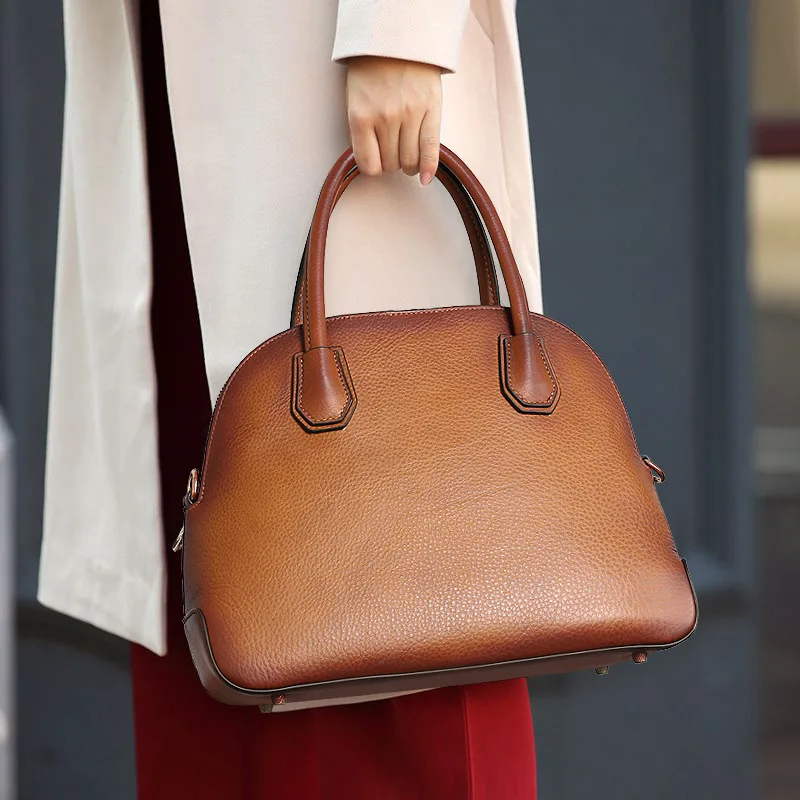 

EUMOAN Genuine leather original women's bag autumn winter new retro women's shell hand-held bag head layer cowhide one shoulder