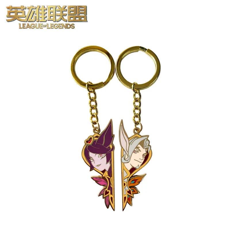 

League of Legends LOL Valentine's Day Sweetheart Series Rakan and Xayah keychain Action Figures Assembled Models kids Gifts Game