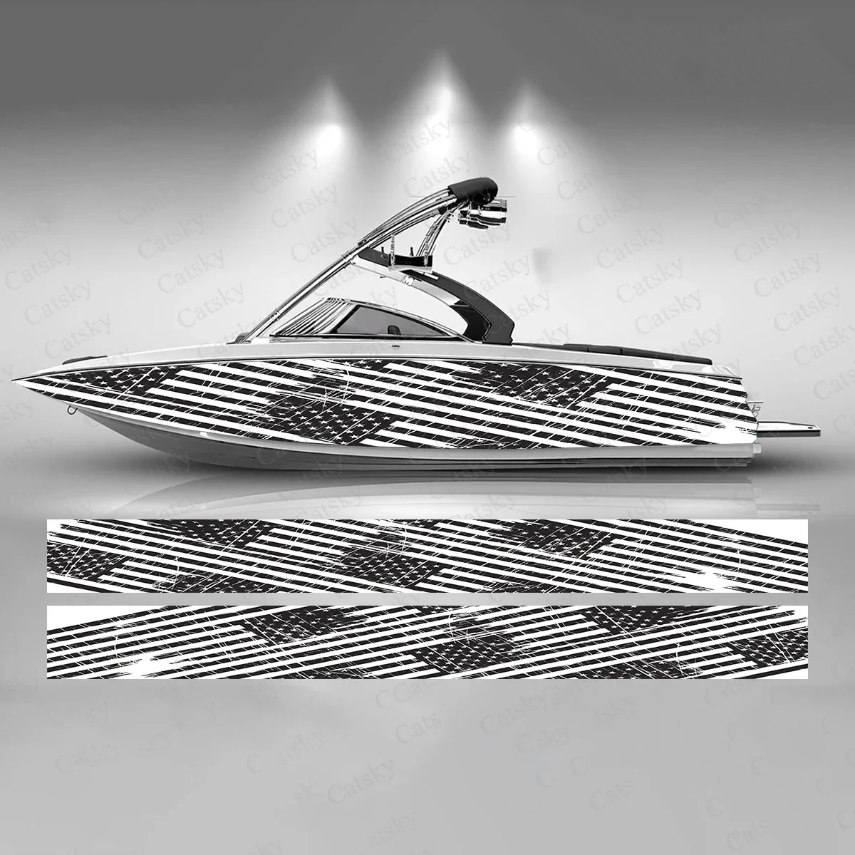 Черно-белая наклейка на лодку с американским флагом модная рыбную виниловая