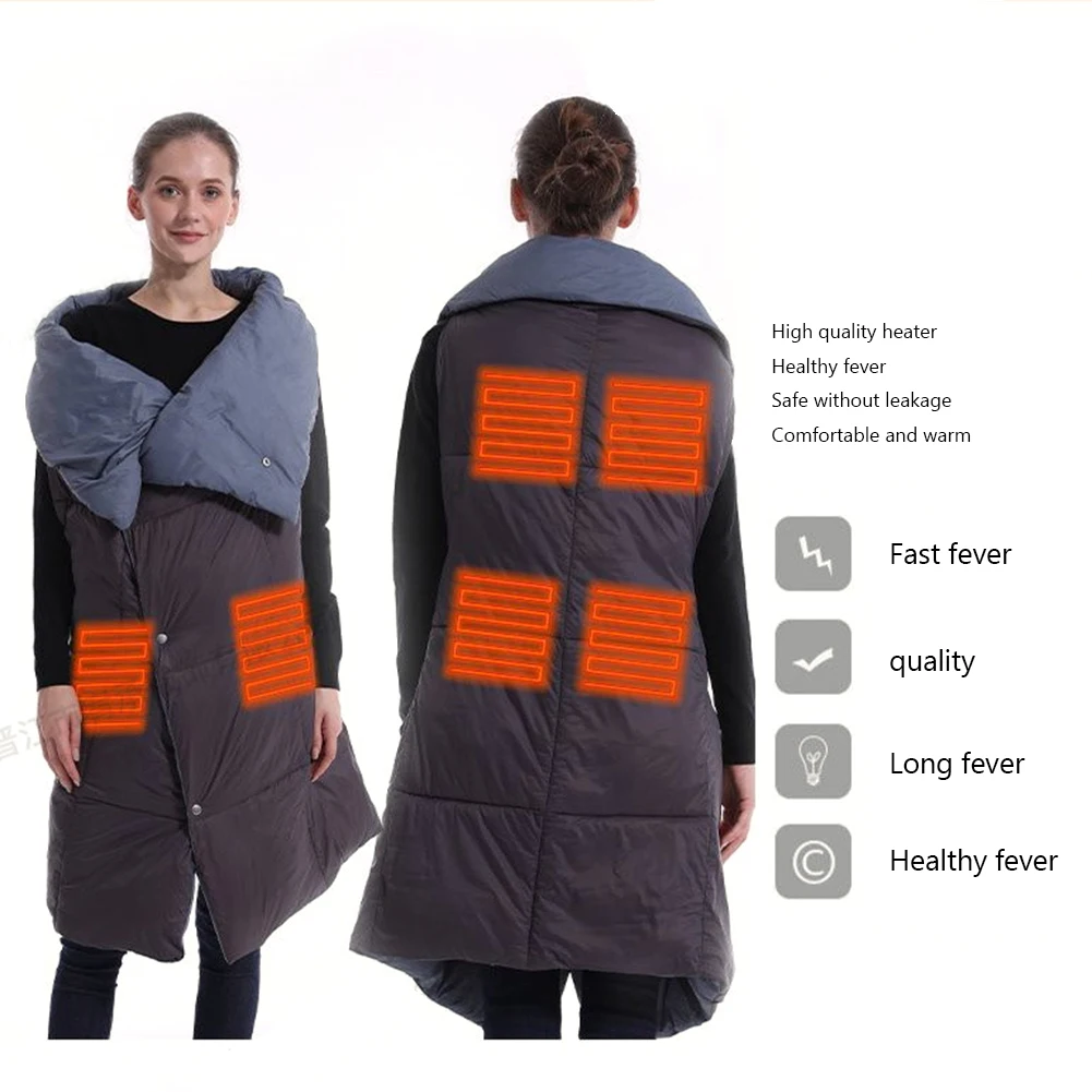 

Electric Heated Vest Multifunctional Household Supplies Electric Heating Shawl Pain Relief Massage Washable for Home Sofa Office