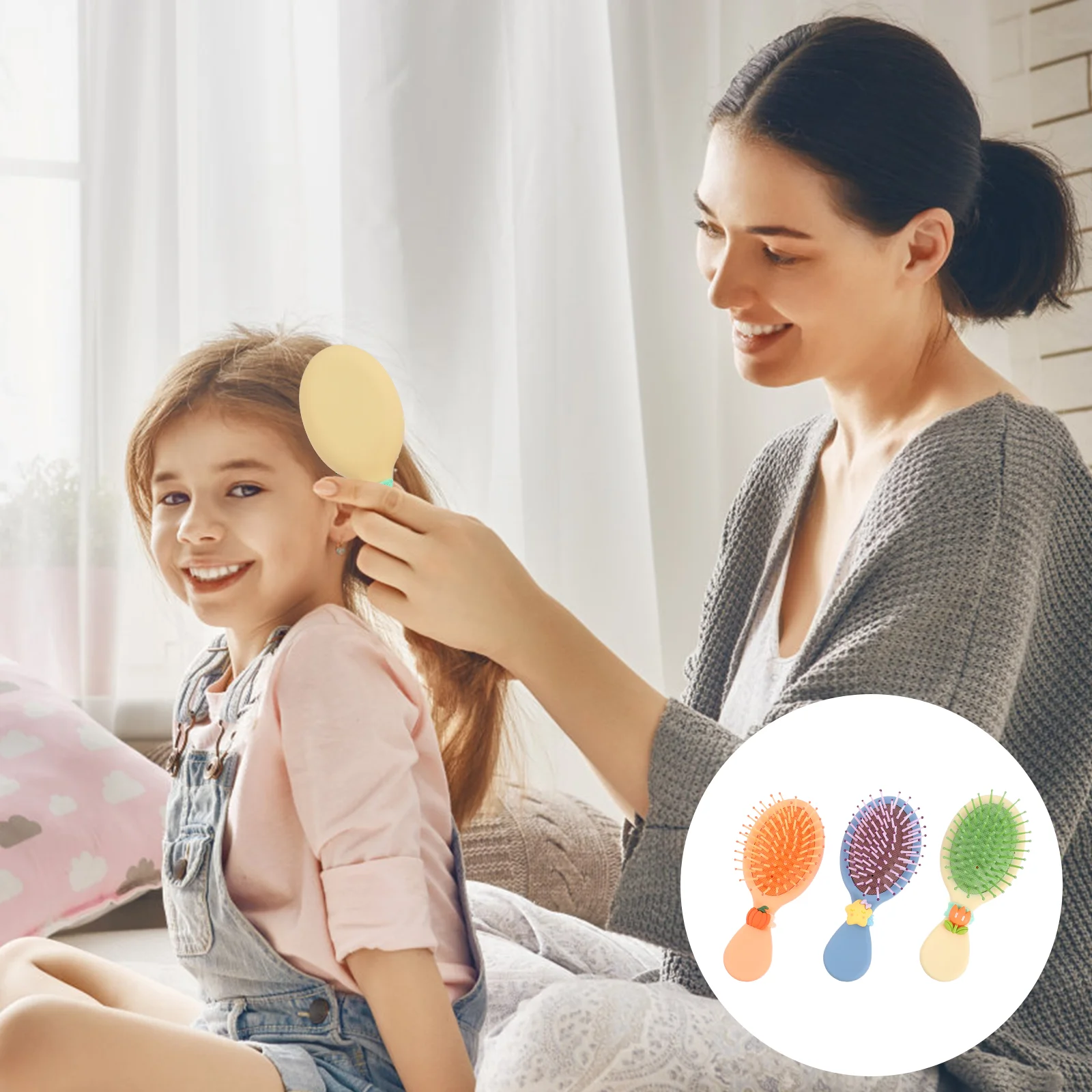 

3Pcs Detangler Hair Brush Paddle Hairbrush Cushion Hair Brushes Thick Hair Comb Curly Hair Brush Kid Styling Brush