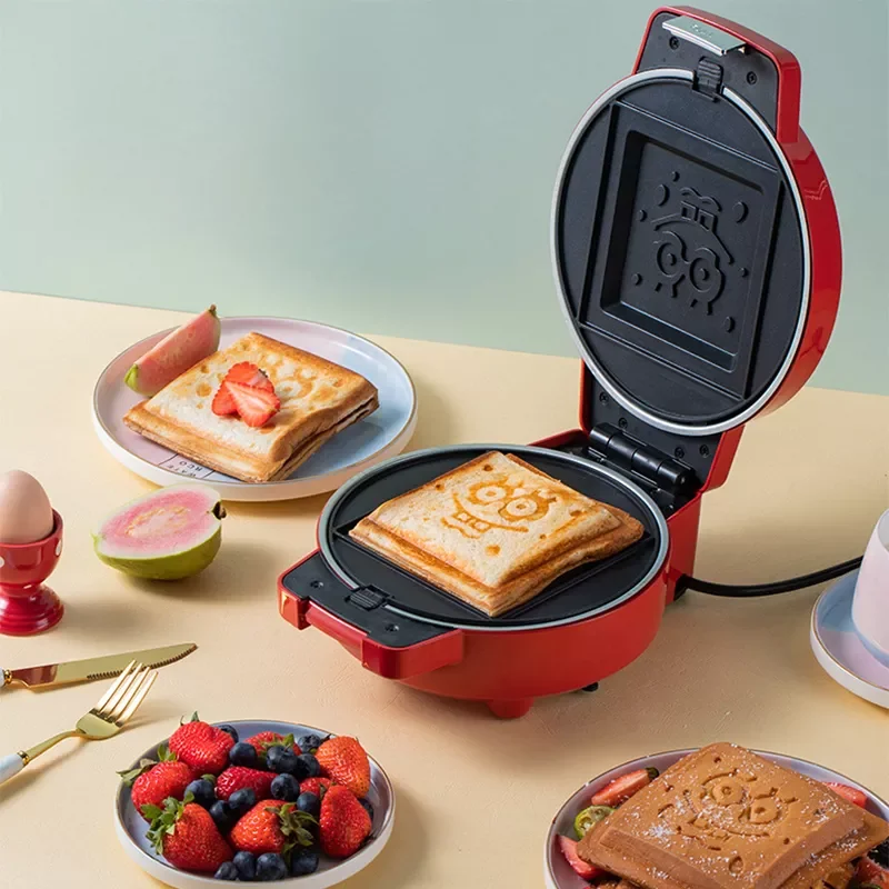 220V 850w Automatic Sandwich breakfast machine Cartoon Bakeware Waffle Maker Non-stick coating Timing Bread machine