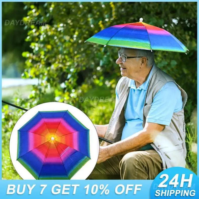 

Portable Head Umbrella Foldable Hat Cap Rain Raining Dry Cover Heat Adjustable Waterproof Camping Fishing Headwear Cap