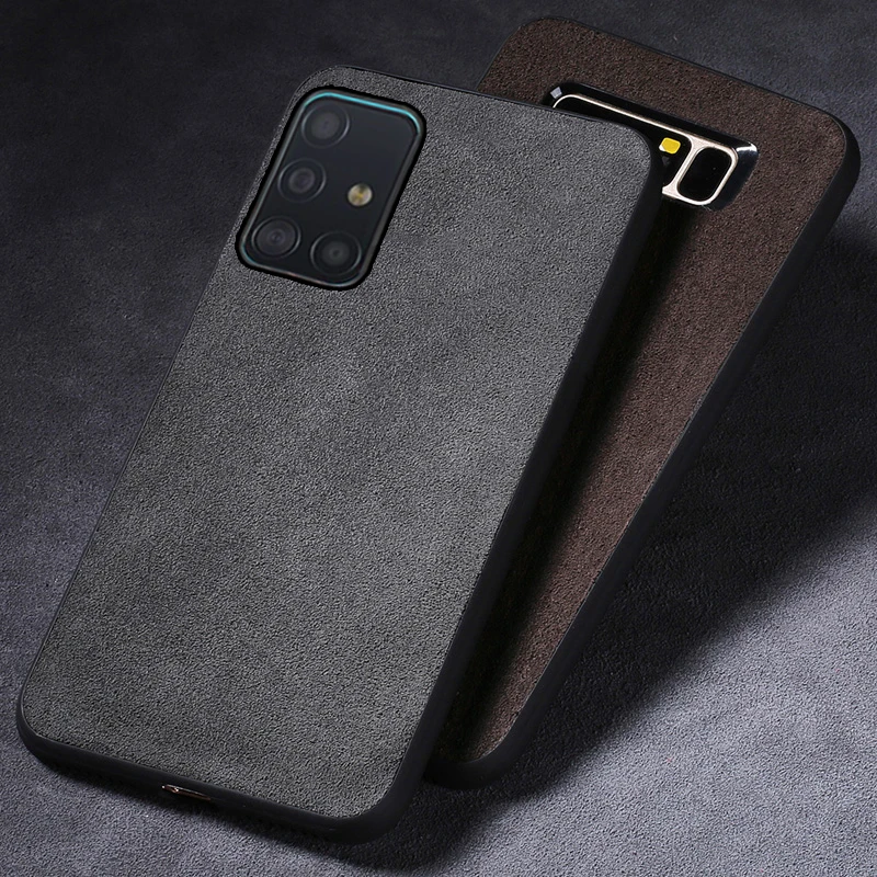

Phone Case For Samsung Galaxy A80 A70 A60 A50 A40 A30 A20 A10 Suede leather Soft TPU Edge Back Cover Capa