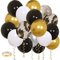 black gold birthday balloons 50pcs with marble black metal silver gold confetti balloons for carnival birthday wedding festival