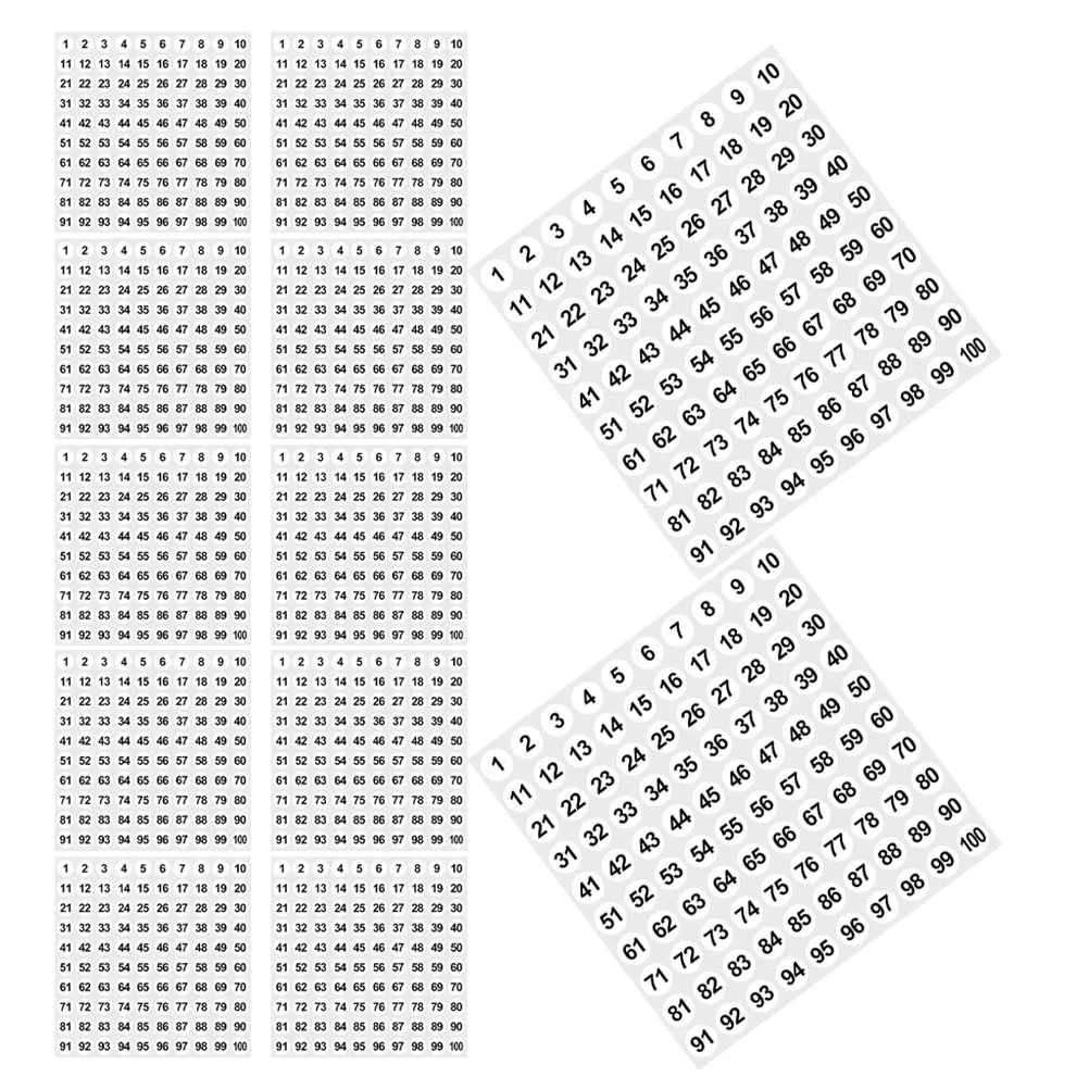 Фото 2500Pcs Number Stickers 1-100 Consecutive Colored Round Self-Adhesive Labels for Classroom Office Storage Organization №2