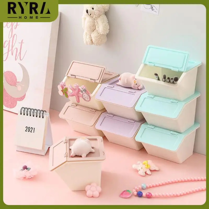 

Plastic Cosmetic Storage Box Desktop Storage Combination Organizing Box Multifunctional Trapezoid Folding Desktop Storage Box