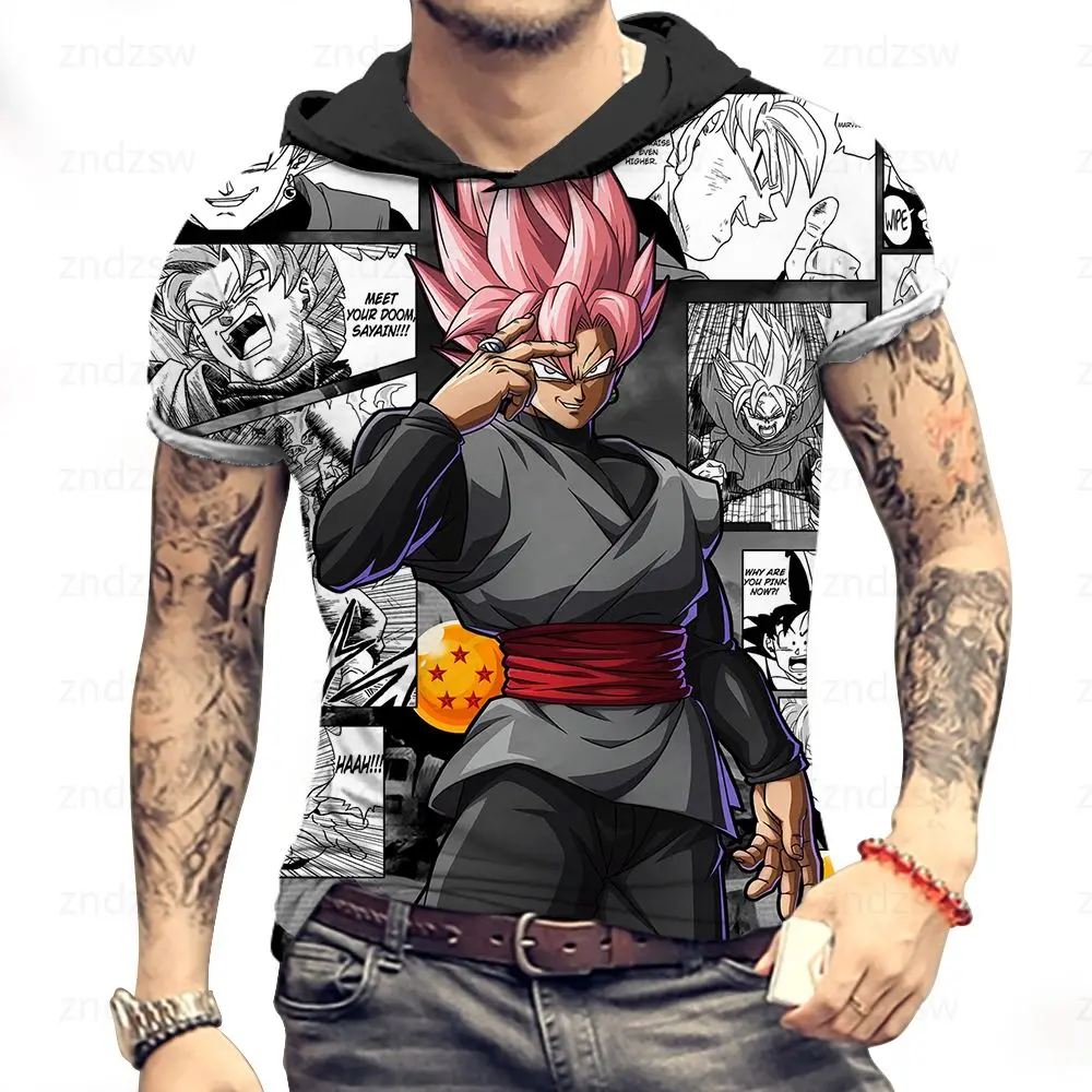 

2022 Summer New Men's T-Shirt With Hood Sweatshirt for Men Party Print High Street European Size Trend Oversized Hoodie Travel