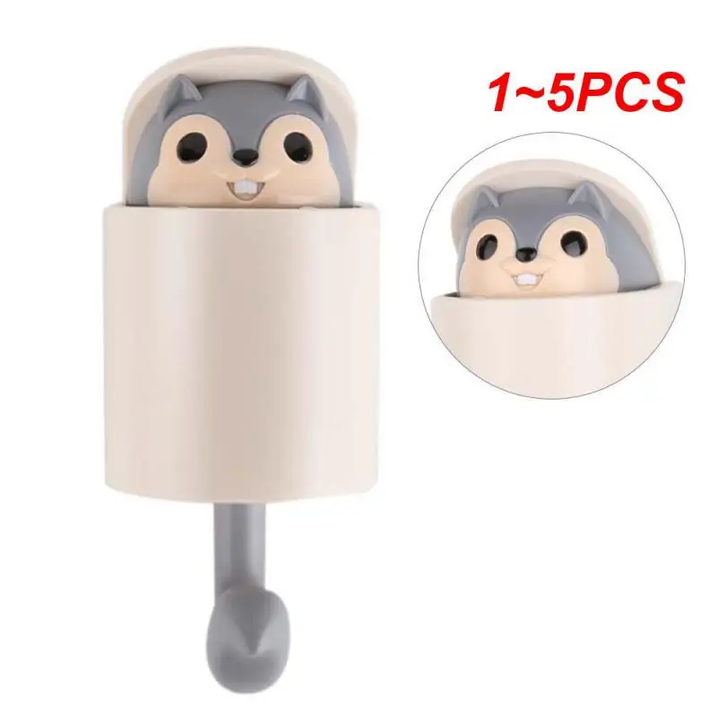 

1~5PCS Squirrel creative hook strong viscose wall hanging explosion cute cartoon kitchen clothes hat hook