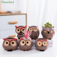cartoon owl animal succulent flower pot ceramic simple cute thumb pot with hole flower vase decorative vases ceramic home decor