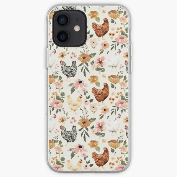 Настраиваемый чехол для телефона с акварельным рисунком курицы и цветов iPhone 11 12 13