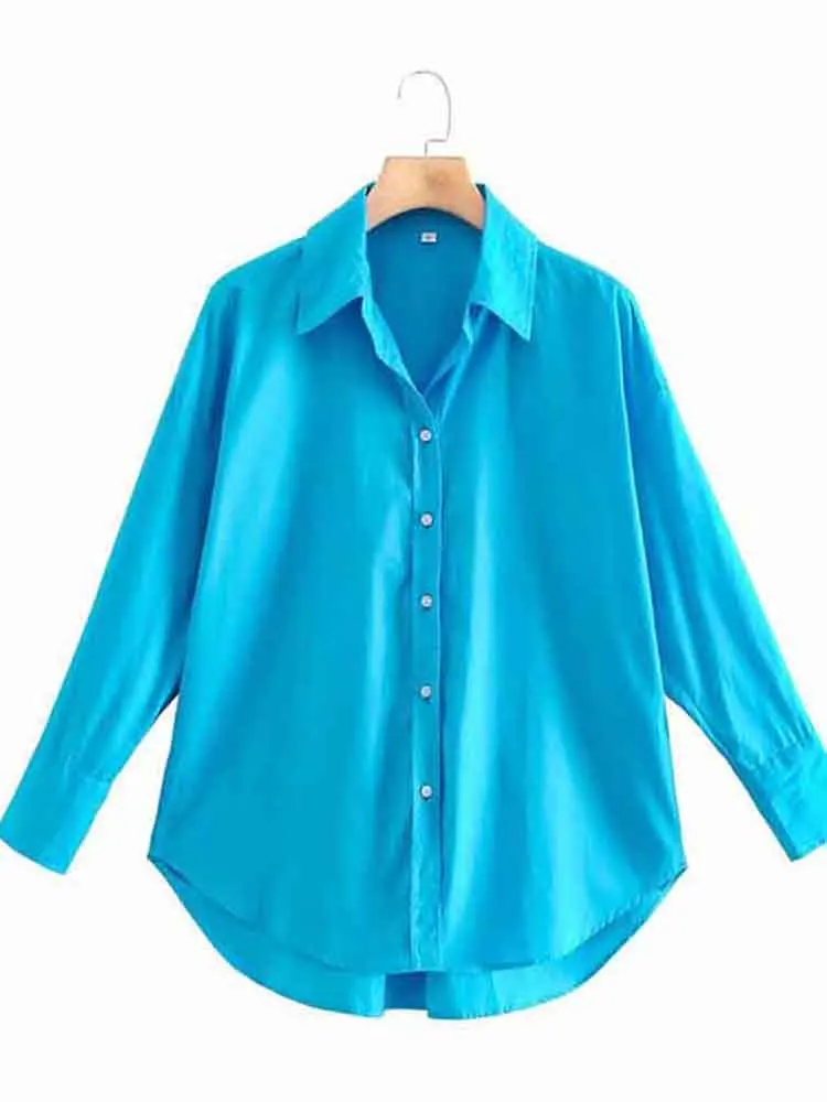 Новые женские однобортные рубашки из поплина просто ярких цветов офисные блузки