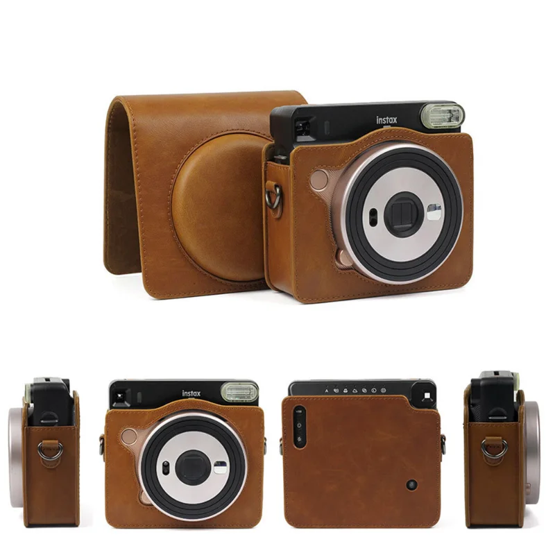 

PU Leather Camera Bag for Fujifilm Instax Square SQ6 Protective Case with Shoulder Strap Instant Film Camera Case Brown/Black