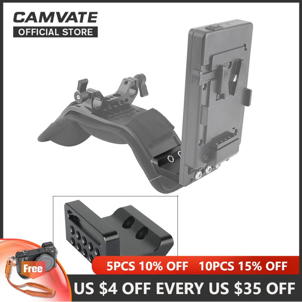 

CAMVATE Right-angle Connecting Plate Extension Gadget With 1/4" Mounting Points & Groove For DSLR Camera Shoulder Pad Mounting