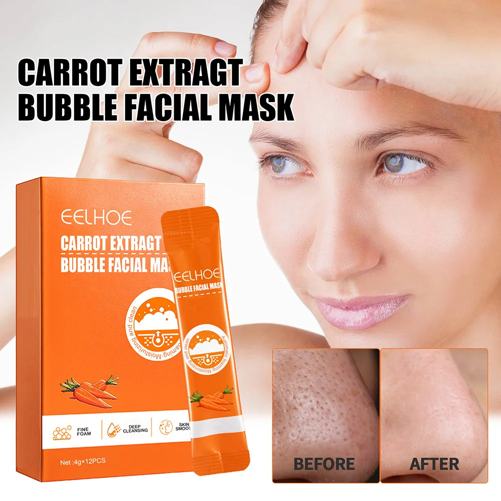 

12/24pcs Carrot Bubble Masks Oil-control Carrot Extract Face Cleansing Mask for Whitening Blackhead Removal Skin Care Products