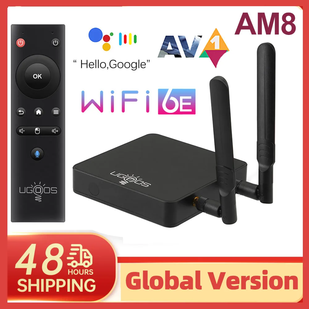 

2023 UGOOS AM8 TV BOX Amlogic S928X-J Android 11.0 LPDDR4 4GB 32GB Supoprt Voice AV1 WiFi6E BT5.3 1000M 8K Media Player