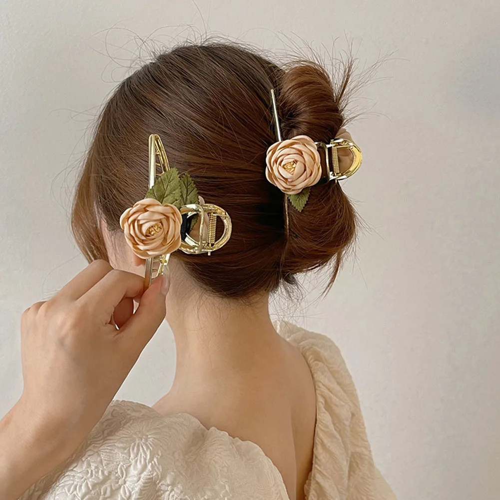 

Женские металлические заколки для волос, элегантные золотистые заколки-пряжки с цветами, аксессуары для волос в корейском стиле, новинка 2022