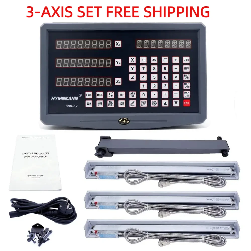 

3-axis set 3 pcs linear scales 50mm-1000mm free shipping complete set milling/ lathe/ drill machine dro digital readout with
