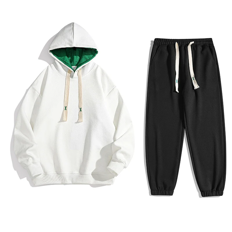

Men's hooded pullover in winter and autumn, fashion brand loose fashion, versatile top, teenagers' loose two-piece set
