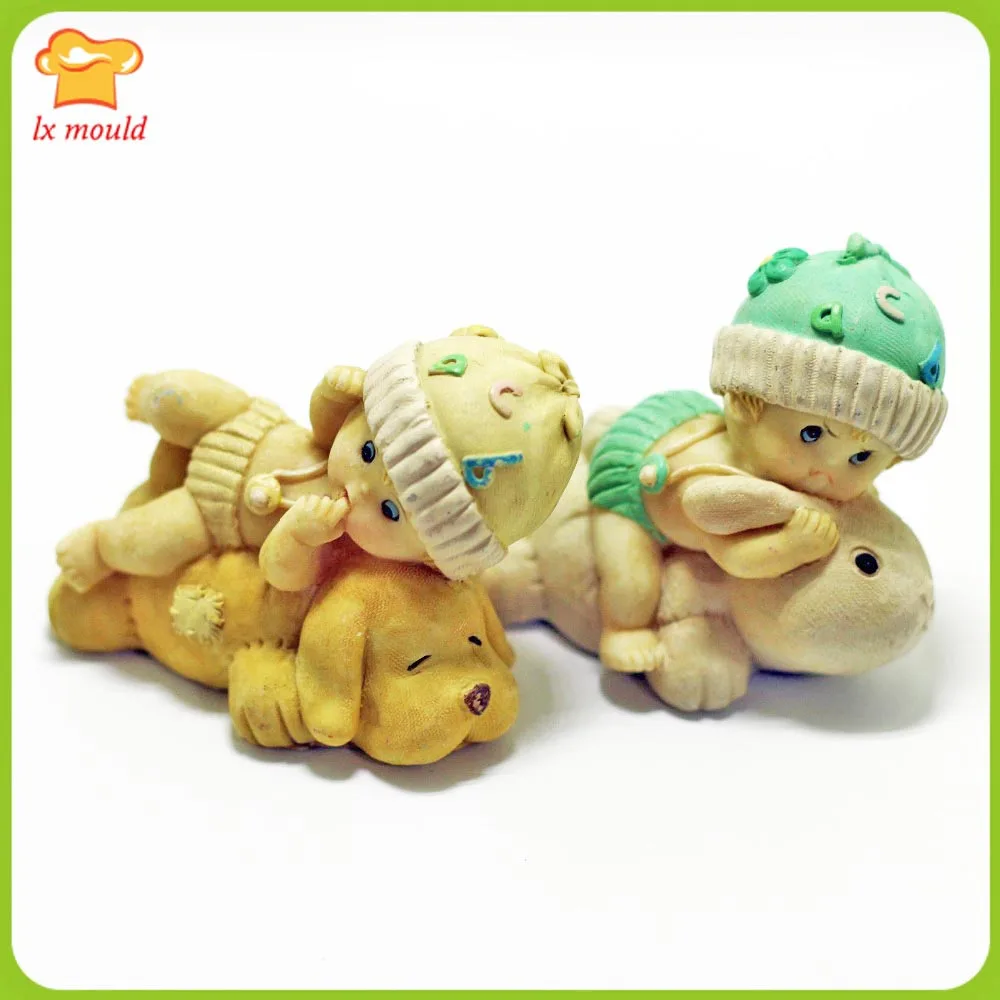 

New 3D Cartoon Doll & Dog Candle Silicone Mould DIY Rabbit and Baby Soap Tools Handmade Baby Mold