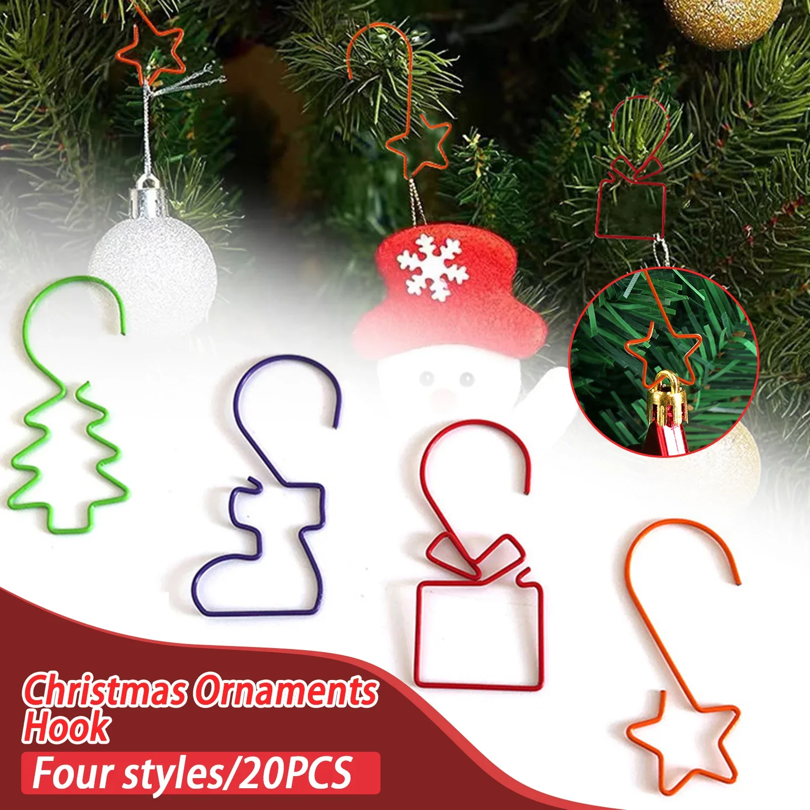 

20pcs Christmas Ornament Hooks,Cute Alloy Hook Holders,DIY Christmas Tree Hanging Decoration Supplies for Home Party New Year