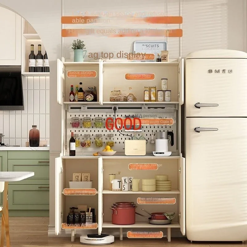 Шкаф-сервант в кремовом стиле встроенный настенный высокий шкаф кухонный для