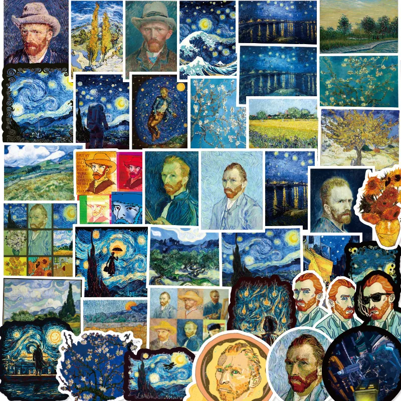 

50 шедевров Ван Гога, коллекция, самые известные картины в мире, Мультяшные наклейки, милые водонепроницаемые детские игрушки