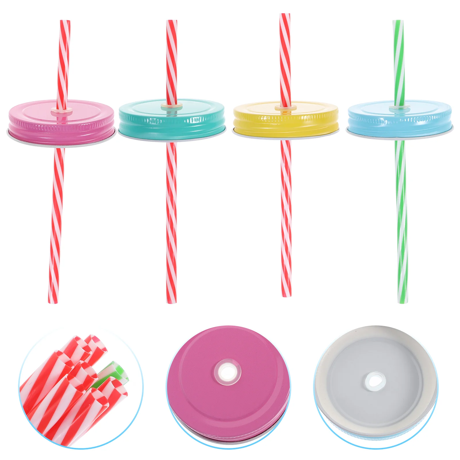 

Jar Lids Mason Canning Straw Drinkingmetalhole Holes Wide Mouth Cup Accessories