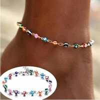 ankle bracelets for women dried flower anklet retro colorful eye anklet chain silver beach accessories foot bracelet gold anklet