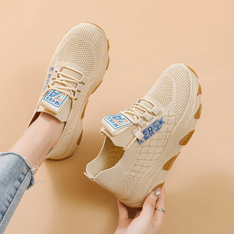 

Women Woven Mesh Breathable Casual Sneakers Lace-up Vulcanized Shoes Ladies 2023 Platform Sneakers Female Shoes Zapatos De Mujer