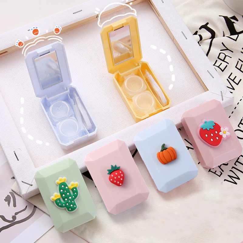 

Women's Color Contact Lenses Case Fruit Sweet Style Cosmetic Contact Lenses Box Case for Eyes Travel Kit Eyewear Accessories