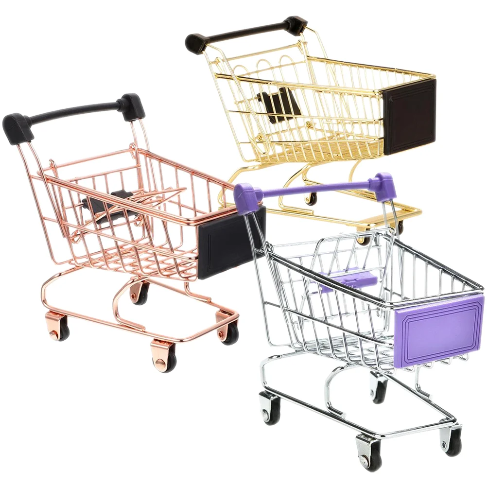 

Cart Shopping Mini Toy Supermarket Trolley Sponge Grocery Miniature Makeup Kids Holder Carts Storage Blender Toys Rack Drying