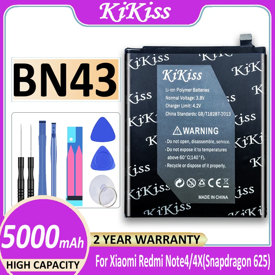 

Аккумулятор KiKiss BN43 BN41 для Xiaomi Redmi Note 4X 3G + 32G/Note 4 Global Snapdragon 625 /Note 4 MTK Helio X20 Note 4X Pro 4G + 64G