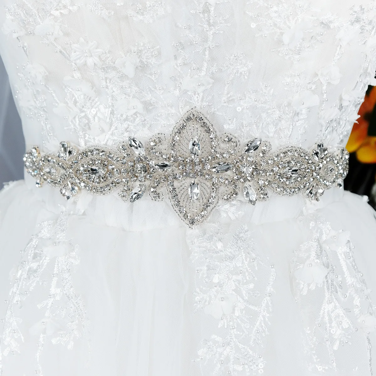 Bridal Belt Wedding Dress Accessories Luxury Waist Cover Female Ball Pie Rivals Sewn Ribbon Rhinestone Belt WS-J222S