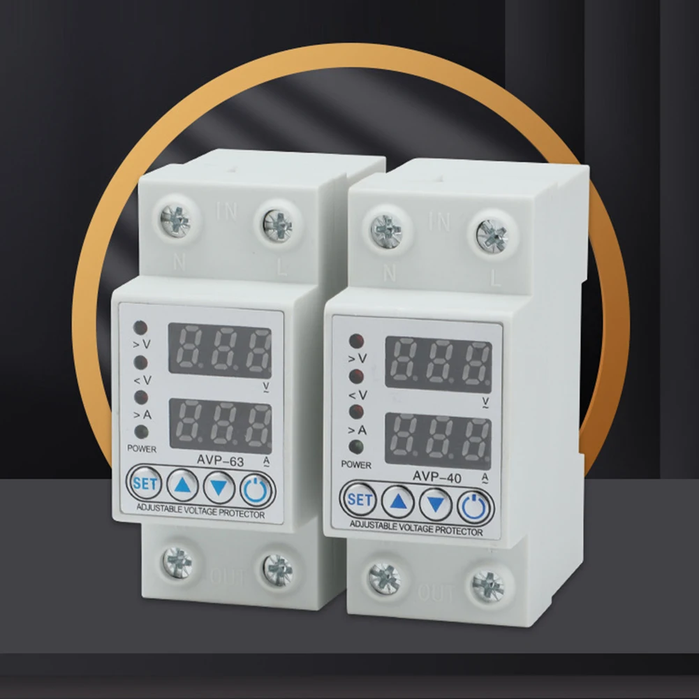

40A 63A 230V Din Rail Adjustable Over Voltage And Under Voltage Protective Device Protector Relay Over Current Protection Limit