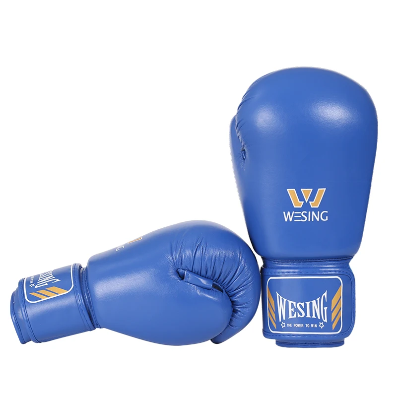 Фото Боксерские перчатки Wesing AIBA, красные, синие боксерские перчатки для профессиональных тренировок, кикбоксинга, 12 унций №4