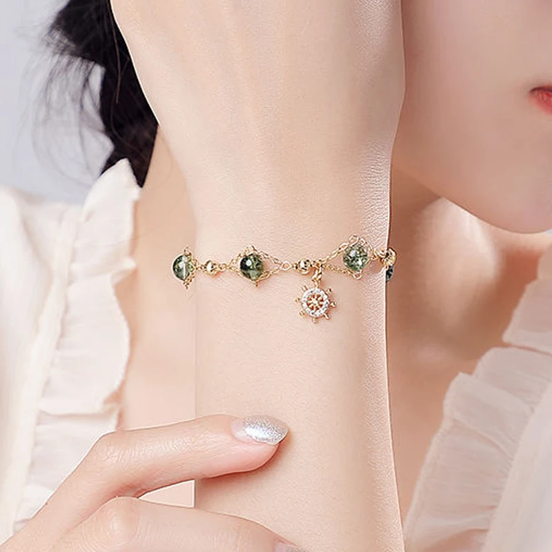 

Natural Crystal Bracelet for Women Jewelry Accessories 2022 New Arrival Girls Moonstone Bracelet Simple Cute Hand String