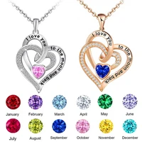 heart to heart engraved diamond necklace birthstone pendant heart shaped diamond new lover gift birthstone