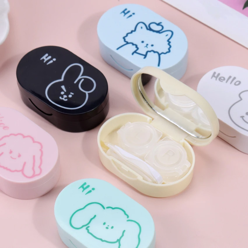 

Чехол для контактных линз с мультяшными животными, жесткий Контейнер для контактных линз, контейнер для линз, дорожный контейнер для хранен...